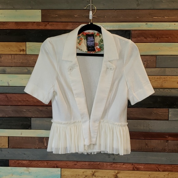 Free People Jackets & Blazers - Free People cream blazer with pleated tool trim